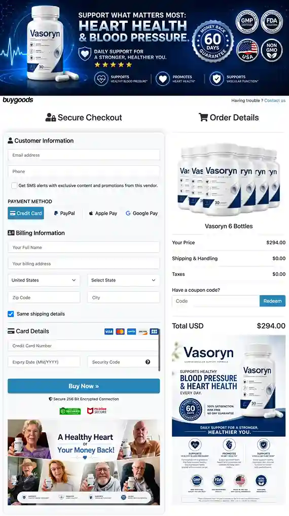 Vasoryn Secure Payment – Major Cards Accepted, 256-Bit SSL